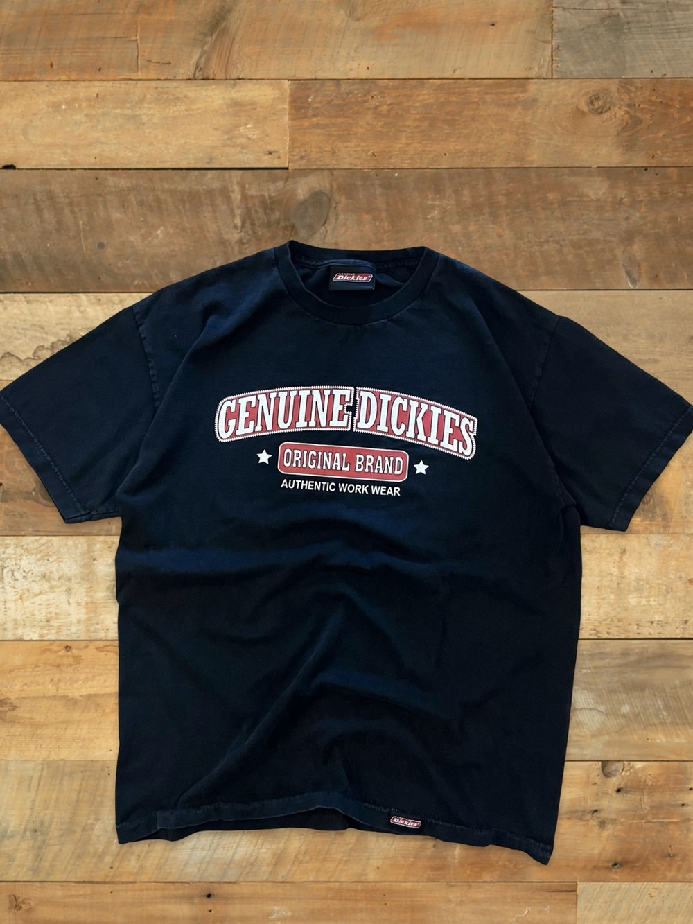 Vintage Dickies Spellout T Shirt Black Red Y2K Workwear Tee